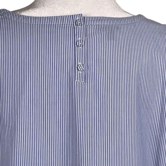 Talbots Embroidered Striped Boho Top Blue White Bell Sleeve Women’s Large EUC - Picture 12 of 16